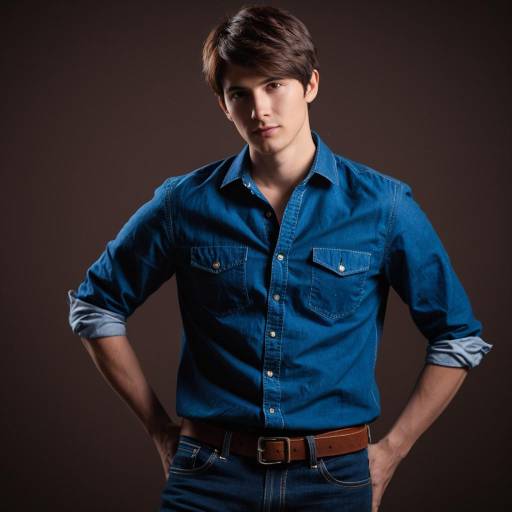 Young man in blue casual shirt