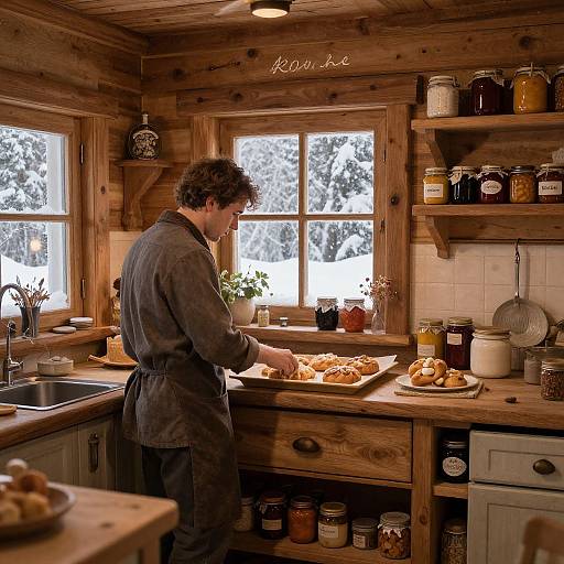 Cozy Rustic Cabin Kitchen Baking