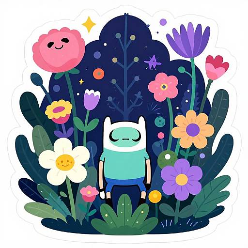 Whimsical Adventure Time Style Sticker