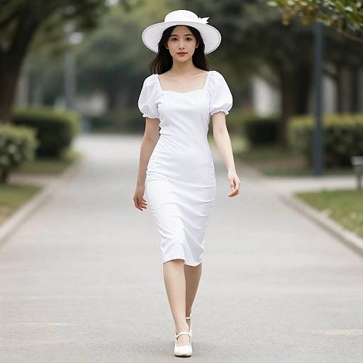 Woman in White Dress Walking Outdoors