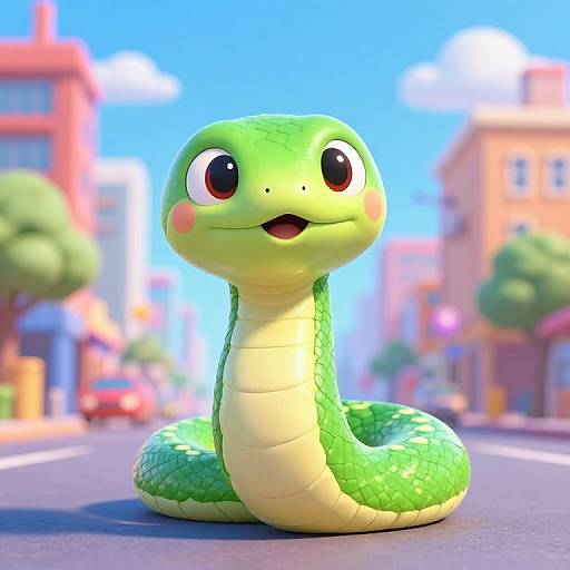 Pixar-Style Urban Cute Snake