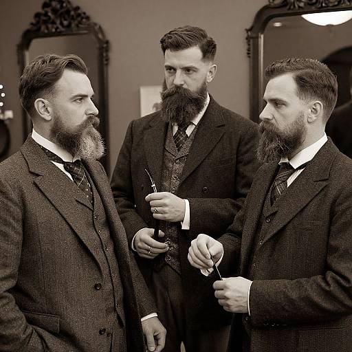 Vintage Men's Beards in Sepia Tone