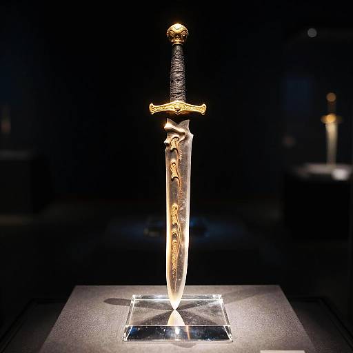 Legendary Glowing Blade on Crystal Stand