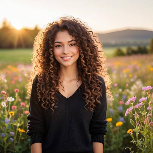 Young Woman in Wildflower Field