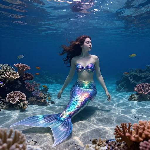 Celestial Mermaid Beneath Moonlit Shoreline