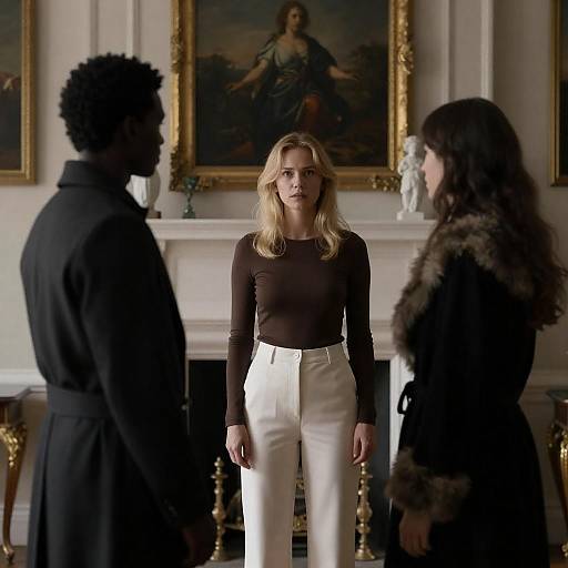 Elegant Encounter by the Fireplace