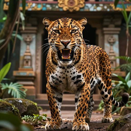 Muscular Anthropomorphic Leopard Roaring