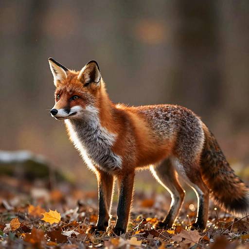 Elegant Red Fox in Autumn Woodland