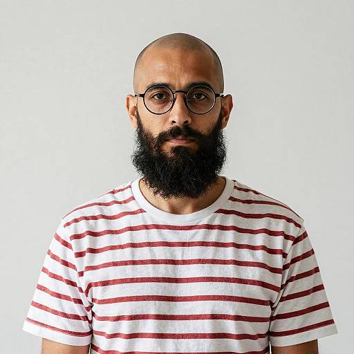 Bearded Monk Logo with Striped Shirt