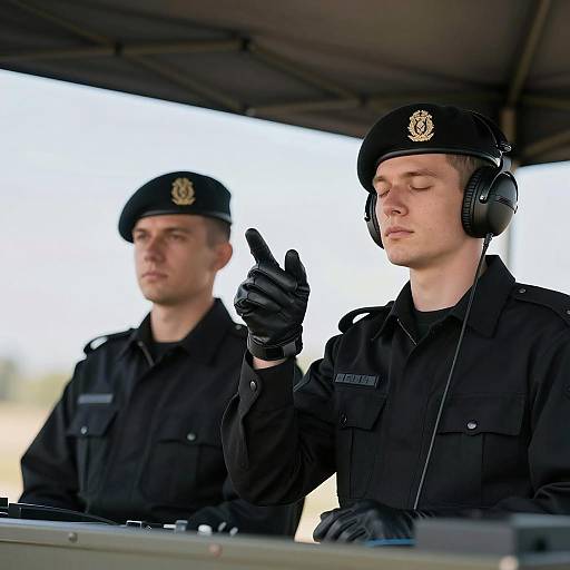 Military Tent Scene with Two Soldiers