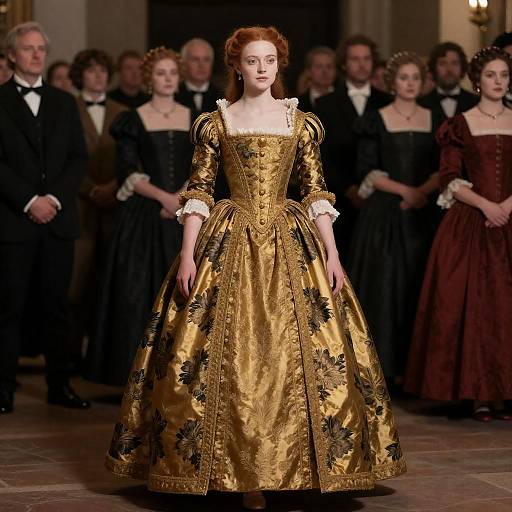 Renaissance Redhead in Gold and Black