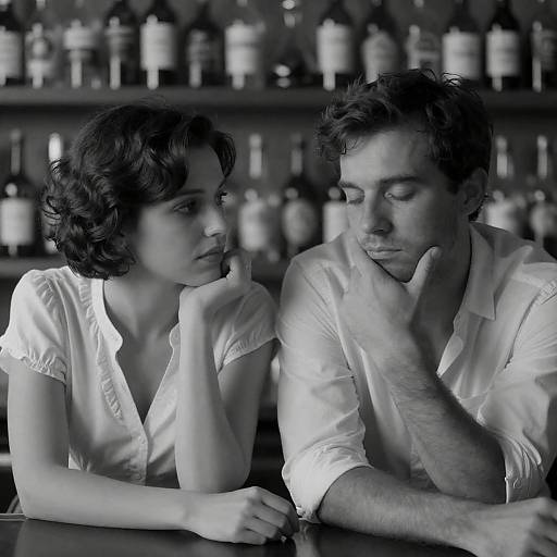 Intimate Black-and-White Bar Scene