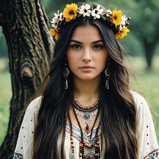 Bohemian Woman in Natural Setting