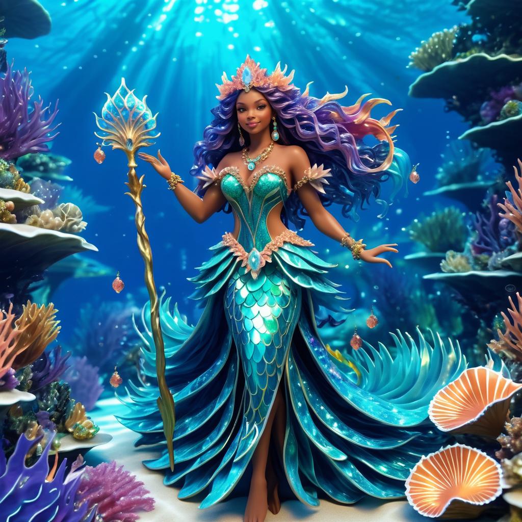 Enchanting Merfolk Sorceress in Coral Reef