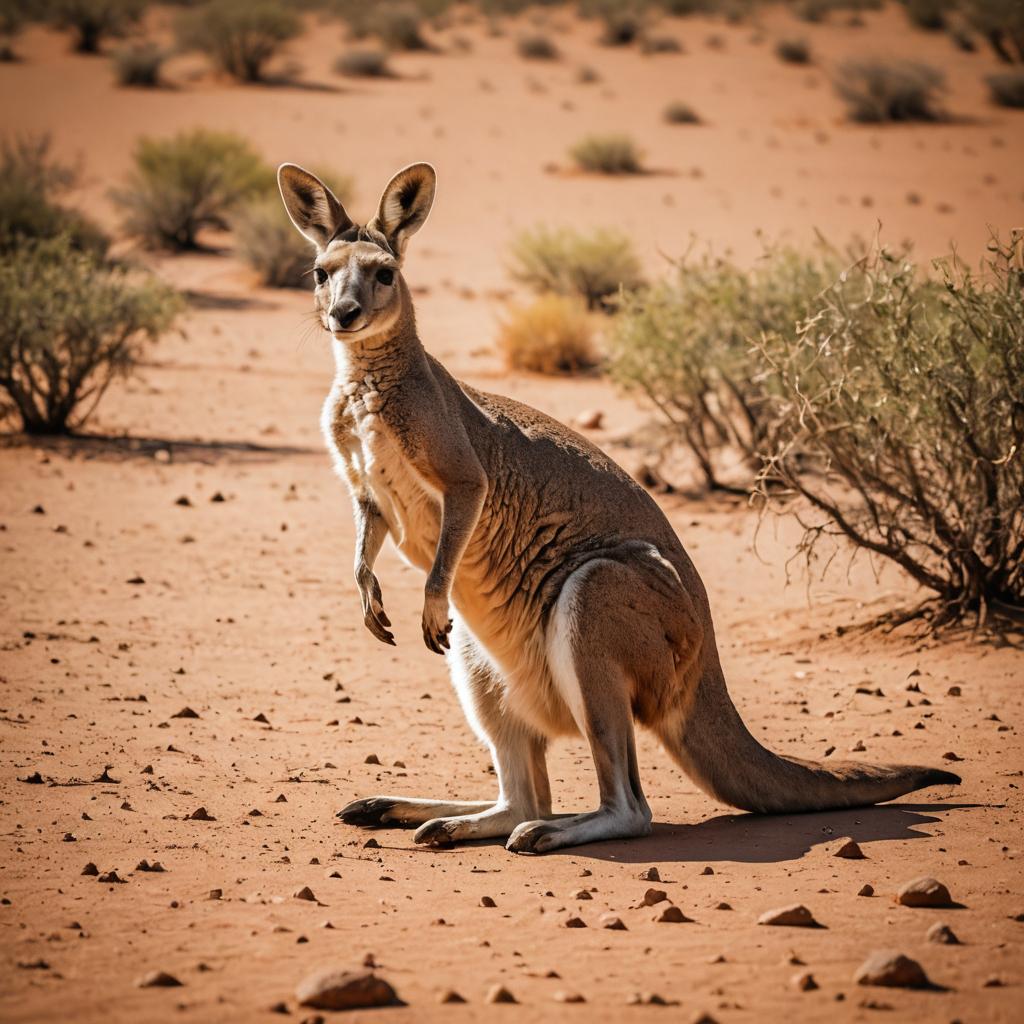 Spotted Kangaroo in Desert at Midday