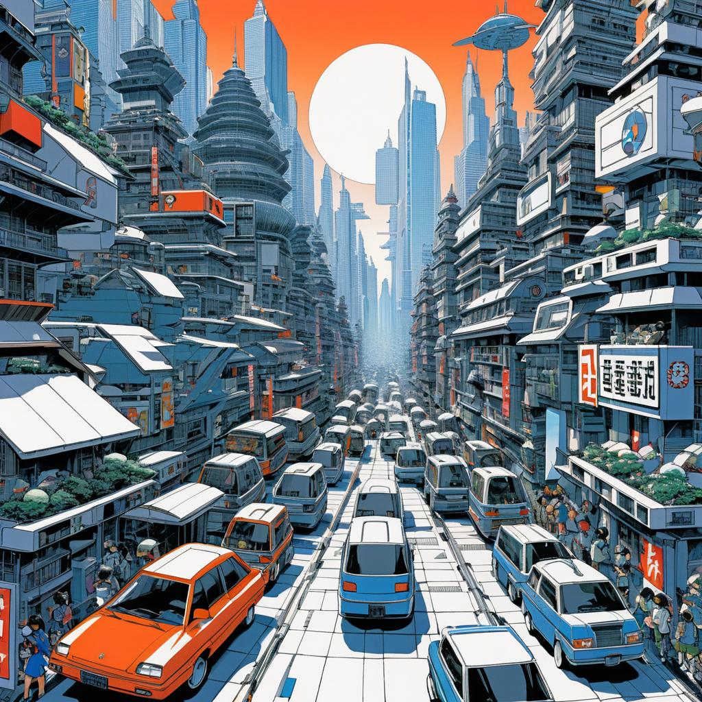 Futuristic City in Akira Toriyama Style