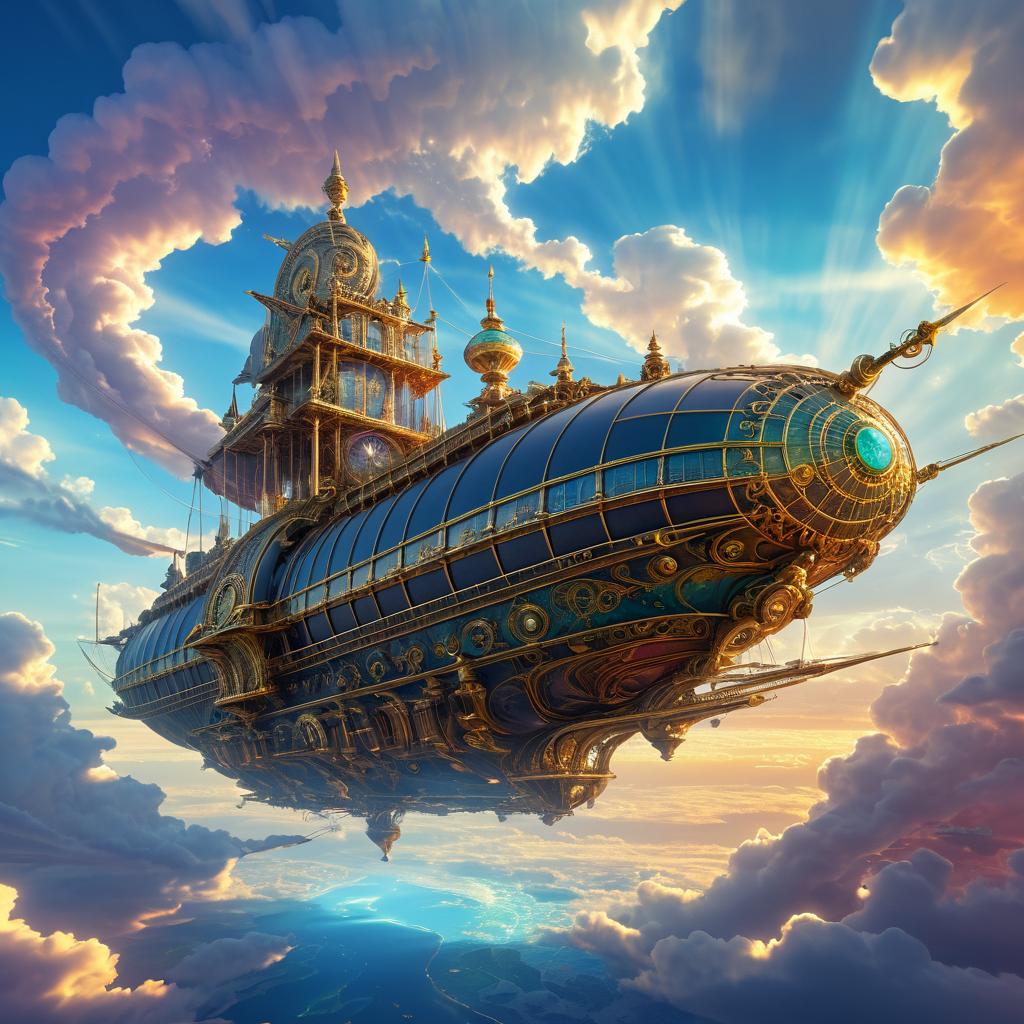 Epic Steampunk Airship Adventure Scene