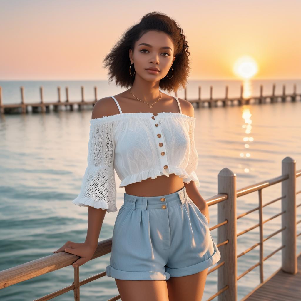 Elegant Seaside Fashion at Sunset