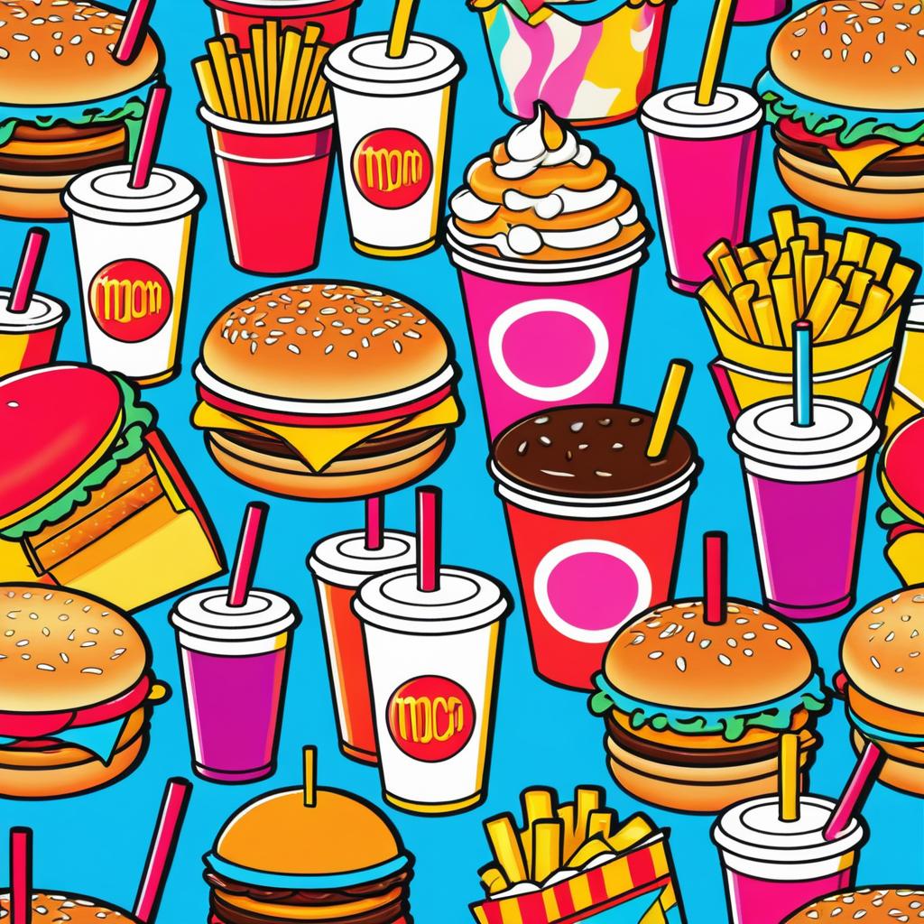 Retro 80s Fast Food Clipart Collection