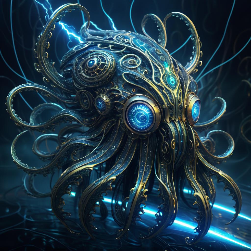 Intricate Cybernetic Octopus Concept Art