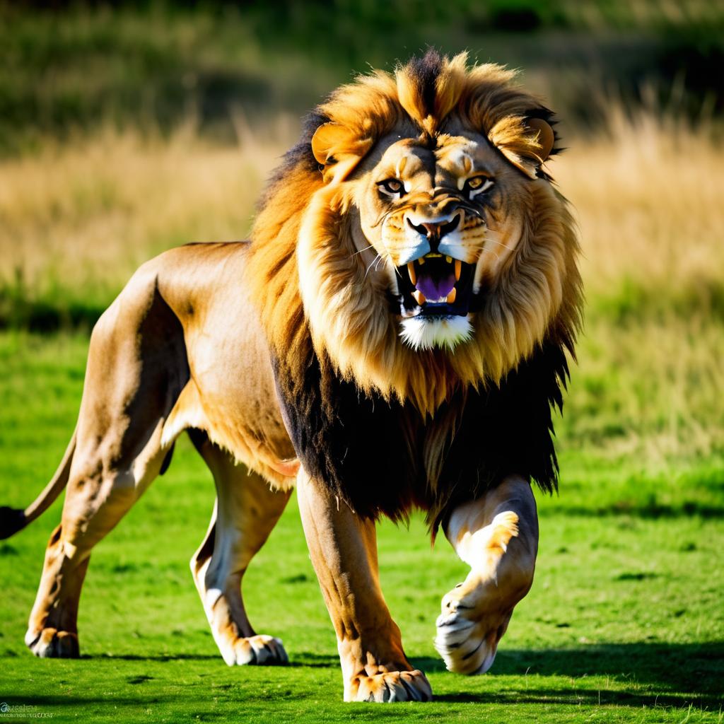 Intense African Lion in Dynamic Pose