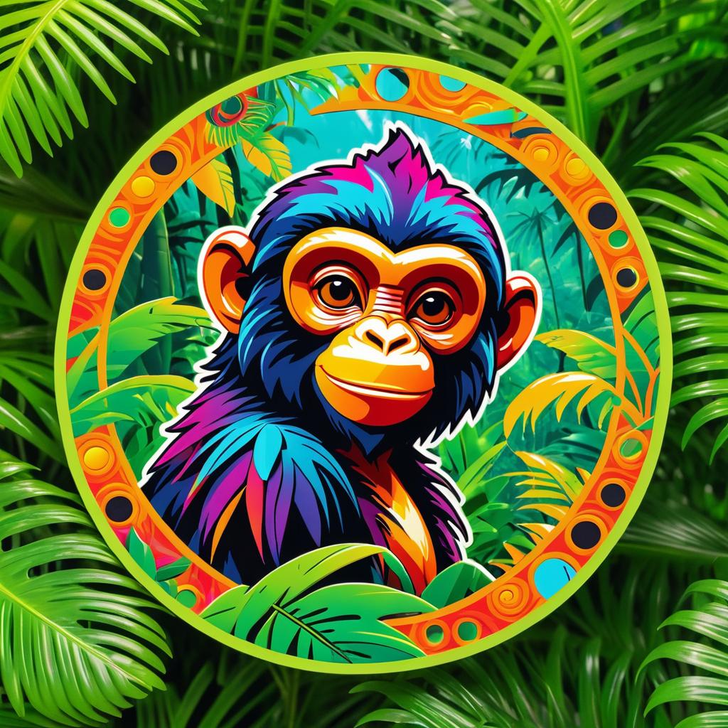 Vibrant Jungle Monkey Sticker Design