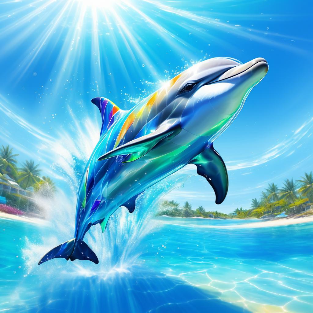 Joyful Dolphin in Vibrant Ocean Scene