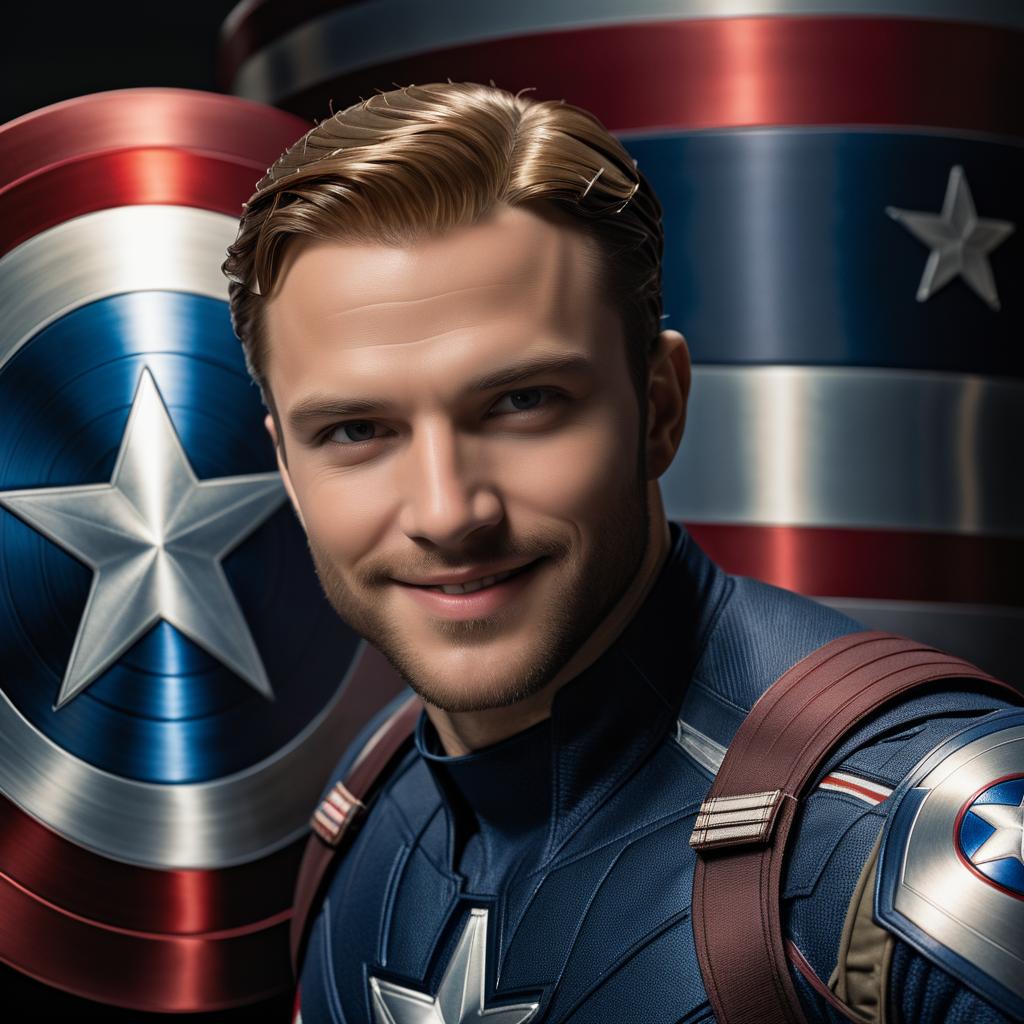 Close-Up Portrait of Captain America Smiling