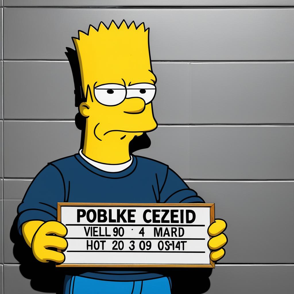 Bart Simpson's Comedic Mugshot Encounter