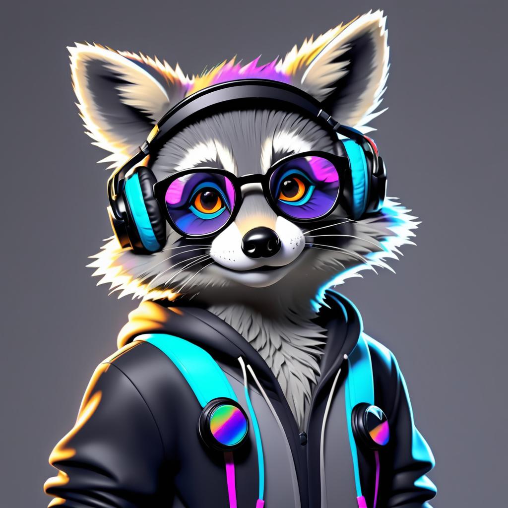 Vibrant Anthropomorphic Raccoon Artwork