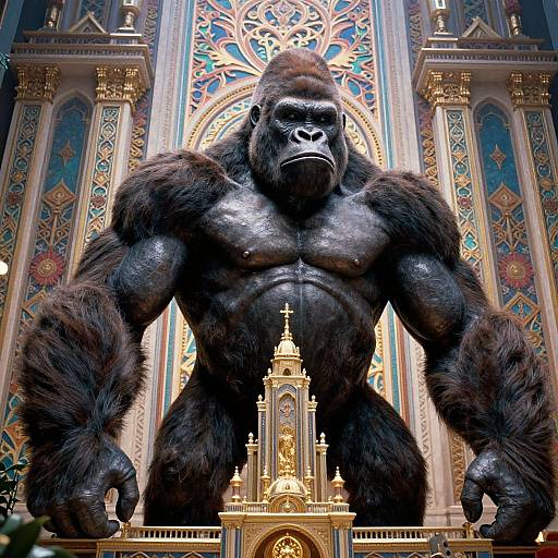 Cinematic Muscular Gorilla Among Buildings