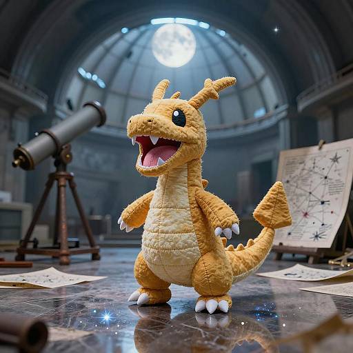 Hand-Stitched Dragon Plush in Observatory