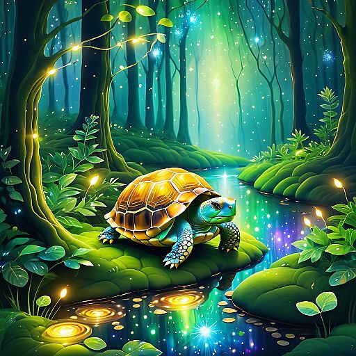 Wise Tortoise in a Magical Forest Wise Tortoise in a Magical Forest