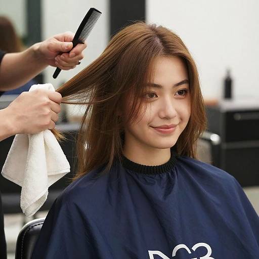 Young Woman Getting Hair Treatment in Salon