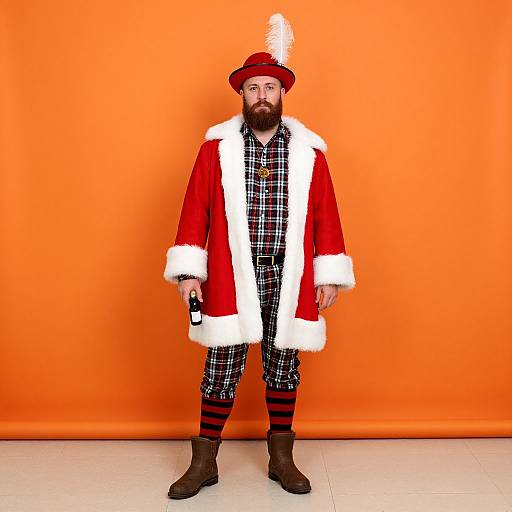 Festive Bearded Man in Colorful Costume