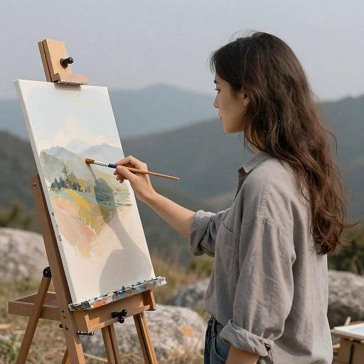 Artist in Nature: Mountainous Landscape Painting