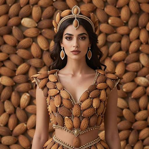 Woman in Almond-Inspired Fashion Outfit