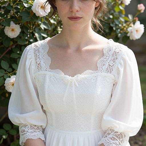 Ethereal Belgian Lace Lady in Garden