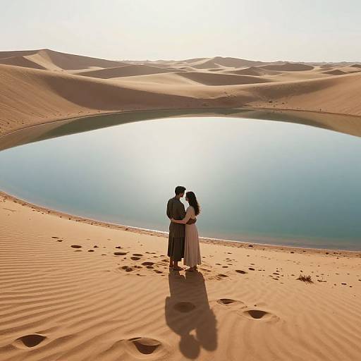 Surreal Desert Oasis with Mirror Lake