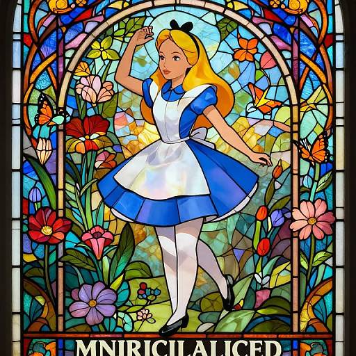 Ethereal Stained Glass Alice Illustration