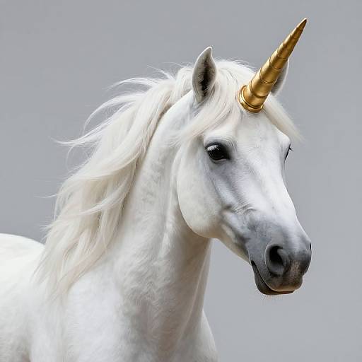 Realistic Unicorn with Golden Horn
