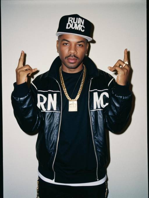 Man in Run DMC Costume with Gold Chains