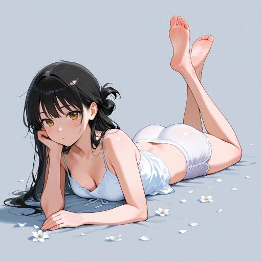 Serene Woman with Flower Petals Serene Woman with Flower Petals