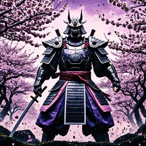 Legendary Samurai in Cherry Blossom Grove