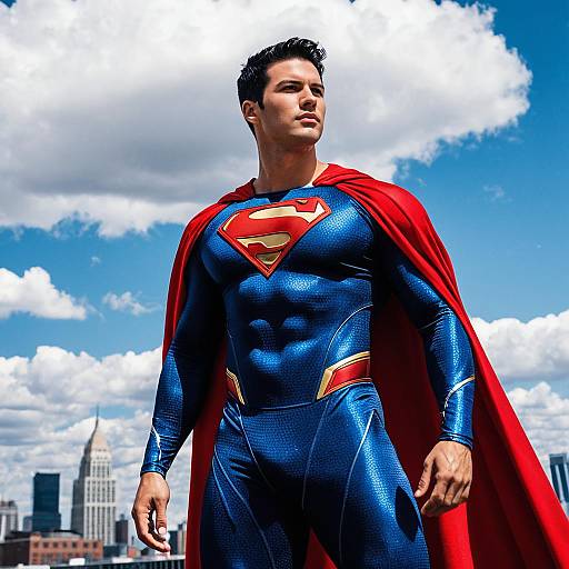 Muscular Superhero in Dynamic Outdoor Pose