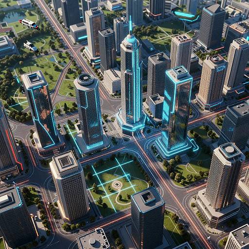 Futuristic Cyberpunk City Map Art