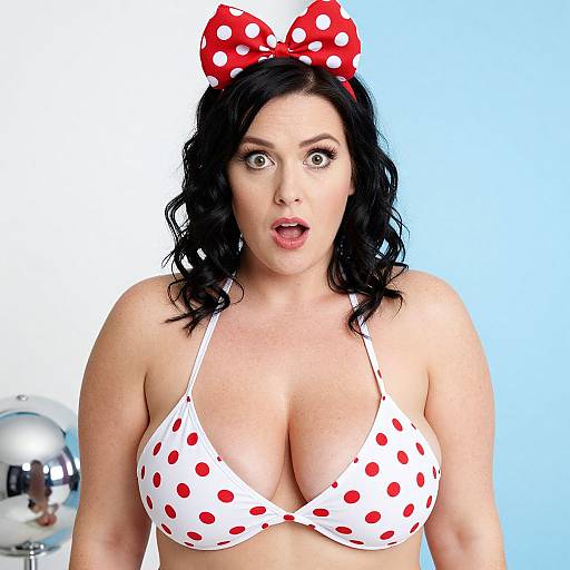 Curvy Woman in Polka Dot Bikini