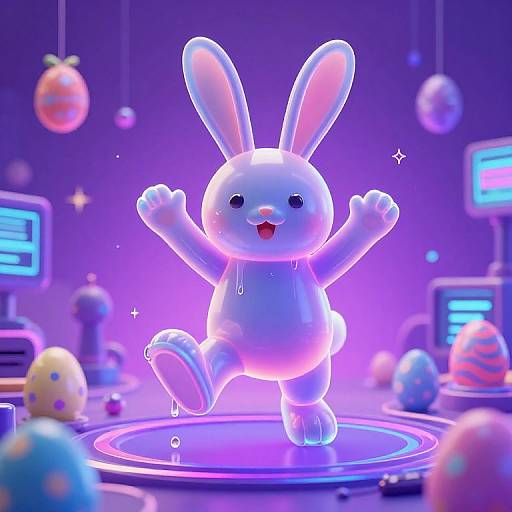 Synthwave Easter Bunny in Cyberspace