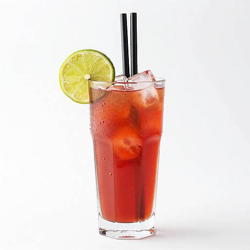 Vibrant Red Cocktail with Lime