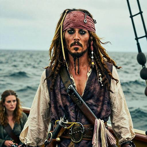 Photorealistic Pirate on a Ship Deck